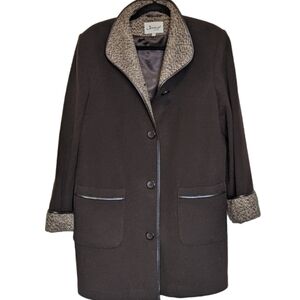 Vintage chocolate brown pea coat wool sz M/L